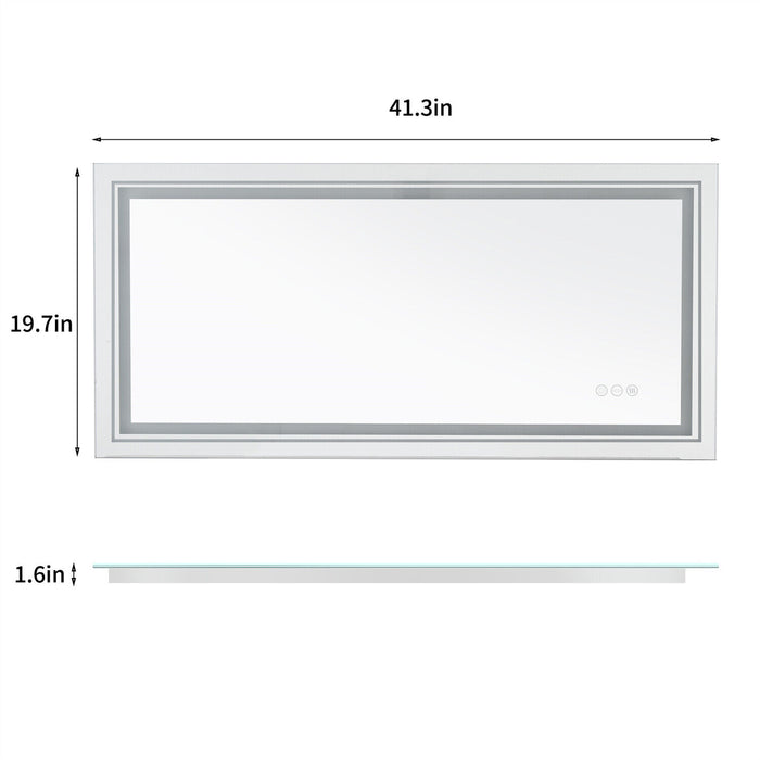 Extra Large LED Mirror for Bathroom Antifog Wall Mounted Dual Lightstrip Mirror