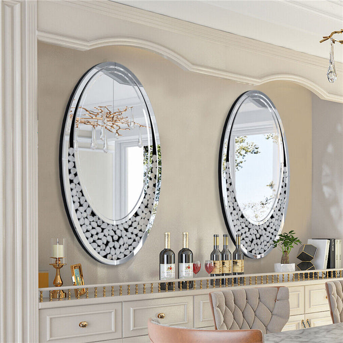 Large Silver Oval Mirror Bathroom