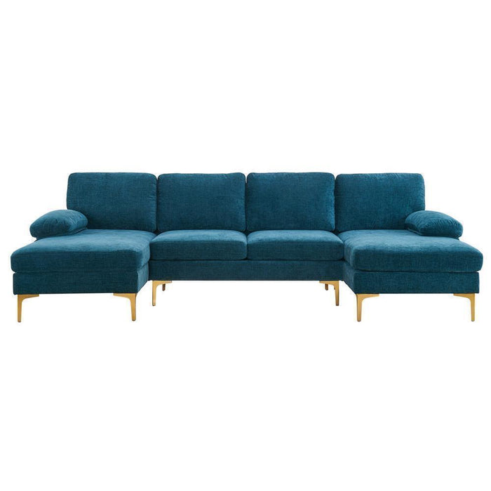 Modern U-Shaped Sectional Sofa: Chenille Fabric Comfort