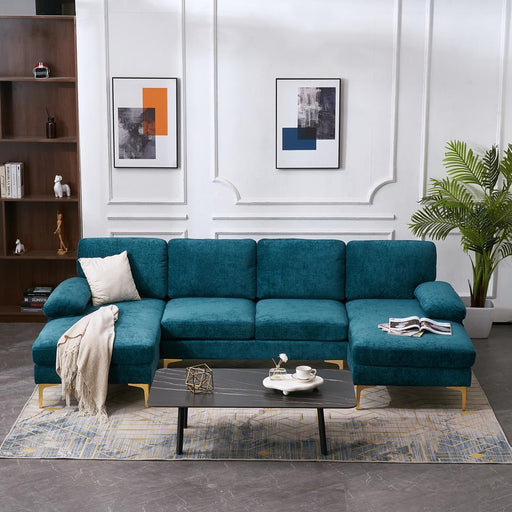 Modern U-Shaped Sectional Sofa: Chenille Fabric Comfort