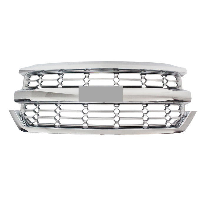 Front Bumper Upper Grille Chrome for 2016 2017 2018 2019 Chevy Silverado 1500