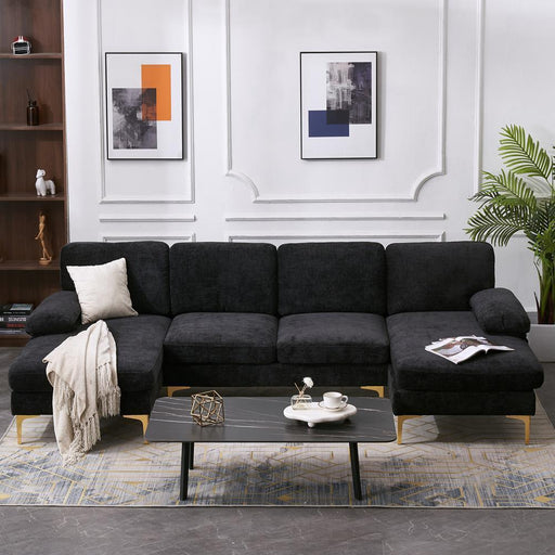 Modern U-Shaped Sectional Sofa: Chenille Fabric Comfort