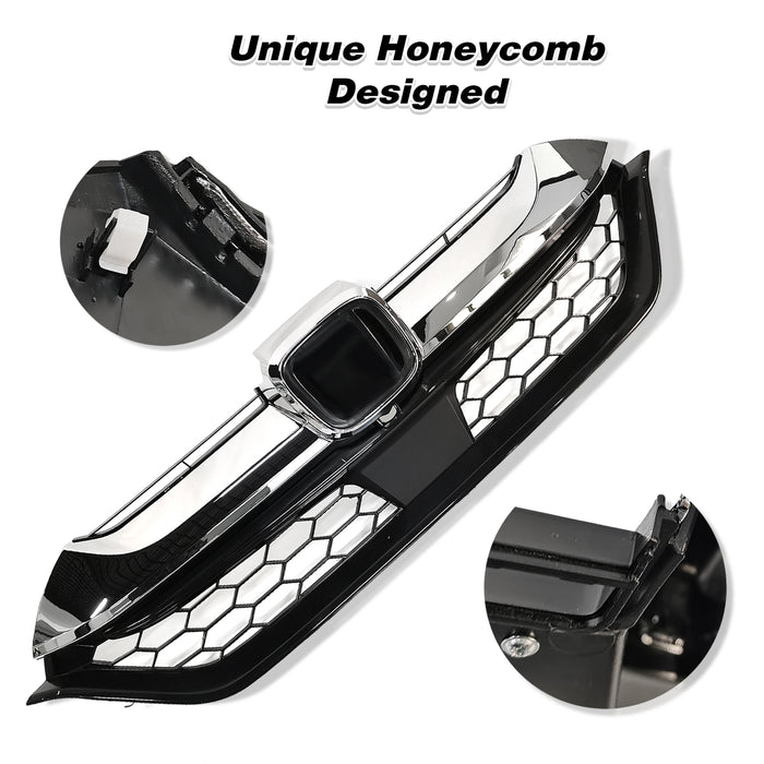 Front Guard Upper Honeycomb Grille Fog Lights Suit for 2017 2018 Honda CR-V CRV