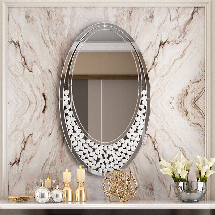 Large Silver Oval Mirror Bathroom