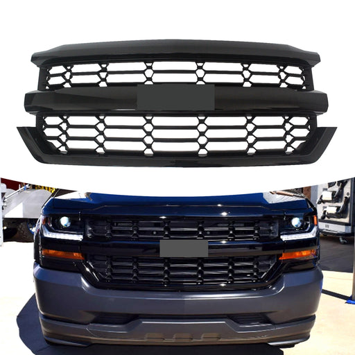 For 2016-2018 Chevrolet Silverado 1500 Front Upper Bumper Grille Black 84046156