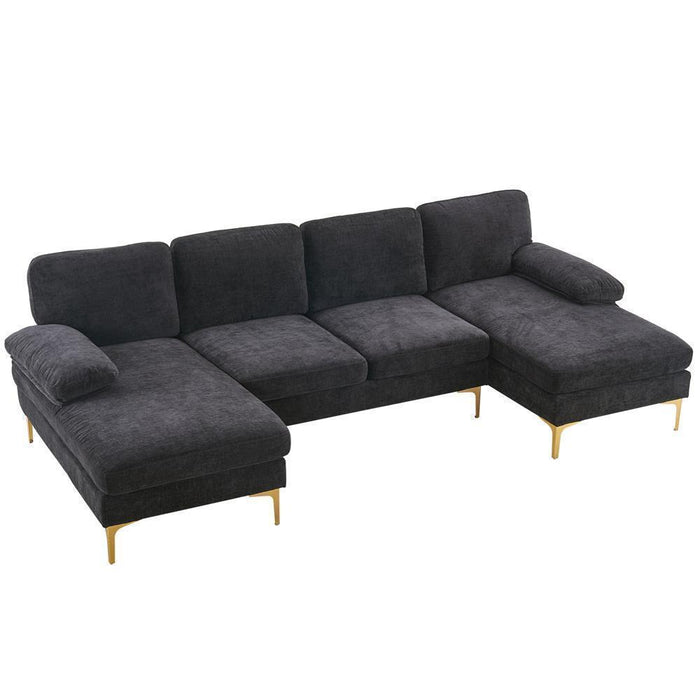 Modern U-Shaped Sectional Sofa: Chenille Fabric Comfort