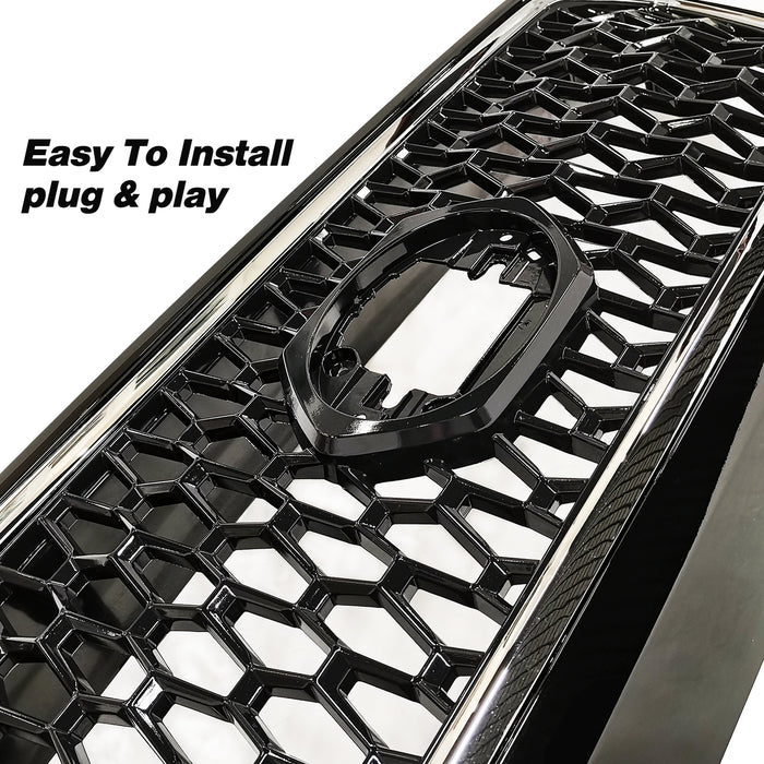 New Front Mesh Bumper Upper Grille Grill Black for 2016 2022 Toyota Tacoma TRD