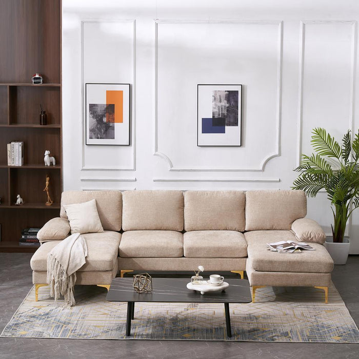 Modern U-Shaped Sectional Sofa: Chenille Fabric Comfort