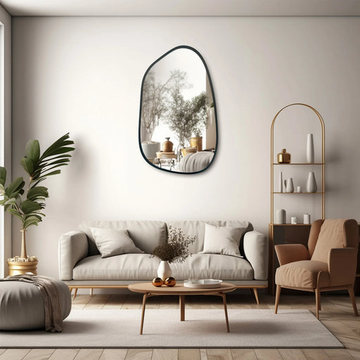 Modern Wall Mirror | Irregular Shape | Wood Frame