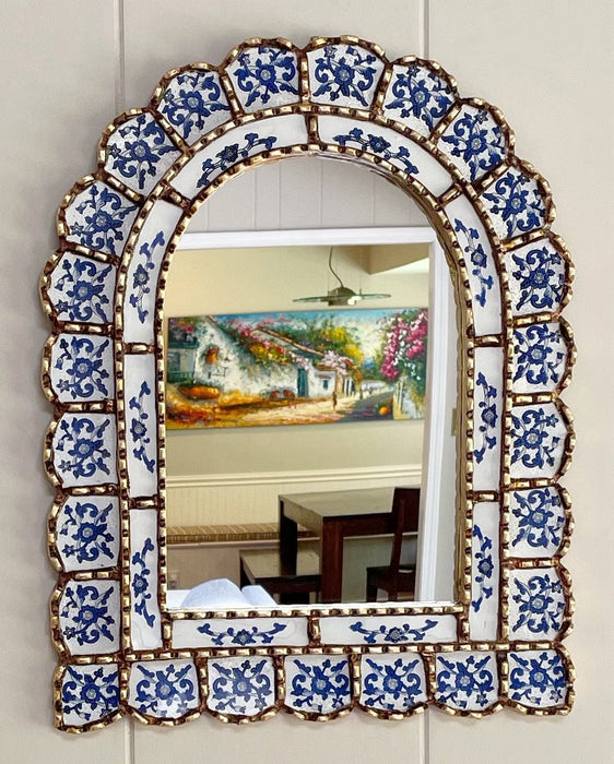 Blue Floral Arch Mirror | Bohemian Style