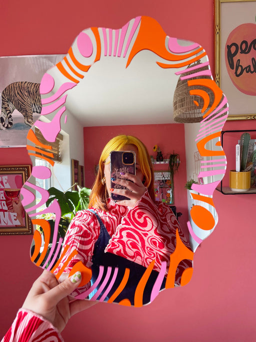 Colorful Wavy Mirror | Pink & Orange