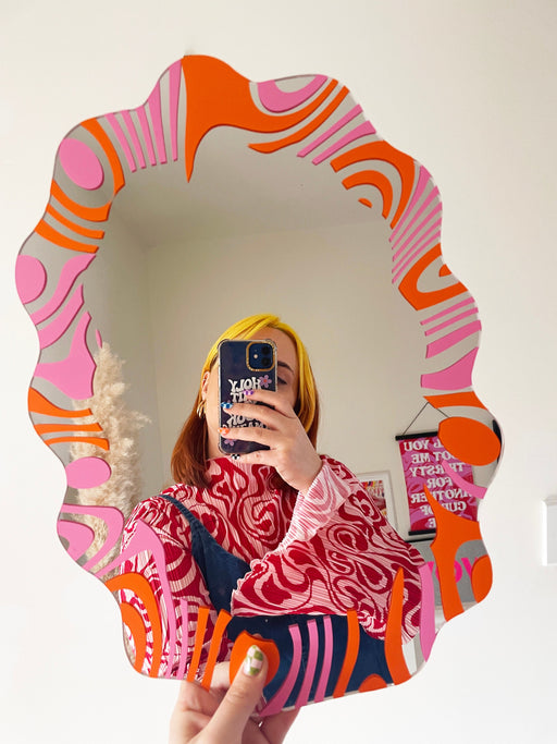 Colorful Wavy Mirror | Pink & Orange