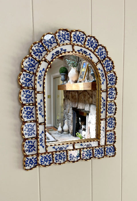 Blue Floral Arch Mirror | Bohemian Style