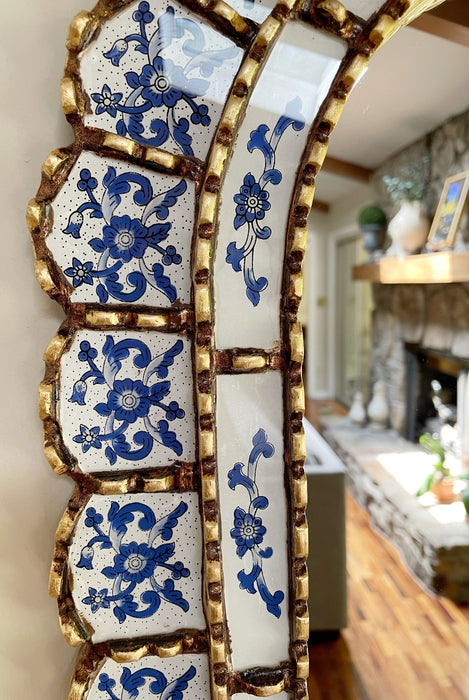 Blue Floral Arch Mirror | Bohemian Style