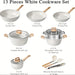 12Piece White Granite NonStick Cookware Set with Tools