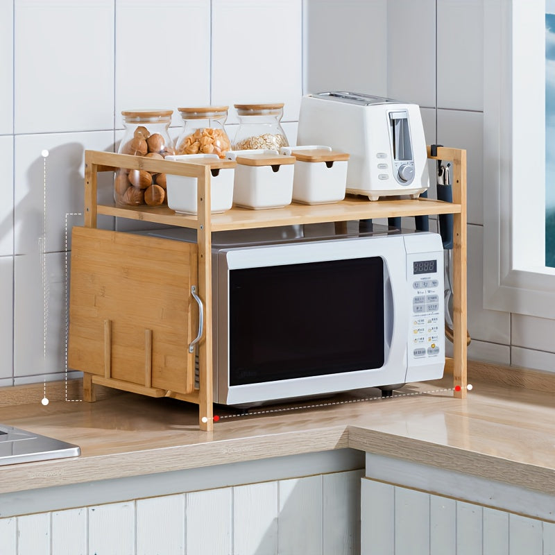 MultiPurpose Bamboo Kitchen and Microwave Storage Rack