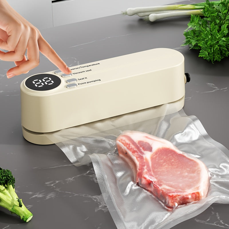 1pc MultiFunctional Automatic Food Sealer Portable Wireless Vacuum Sealer with Snack Bag Sealing External Suction  Inflation LongTerm Food Preservation Compact  EasytoUse Design Ideal for Kitchen  Outdoor Picnics USB Rechargeable 36V Max 12