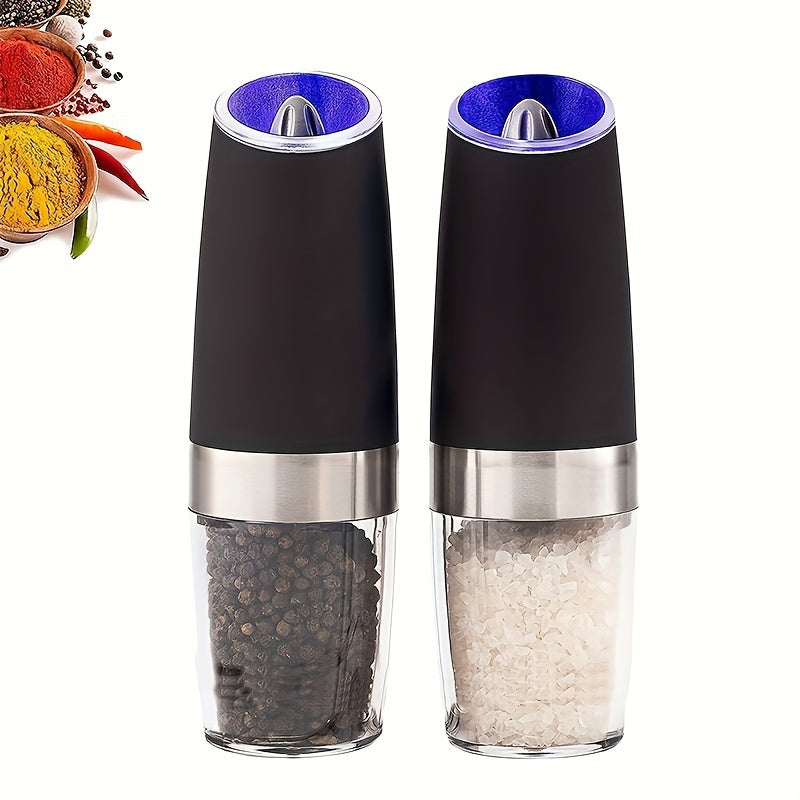 Stainless Steel Electric Salt  Pepper Grinder Set  Adjustable Coarseness LED OneHand Operation