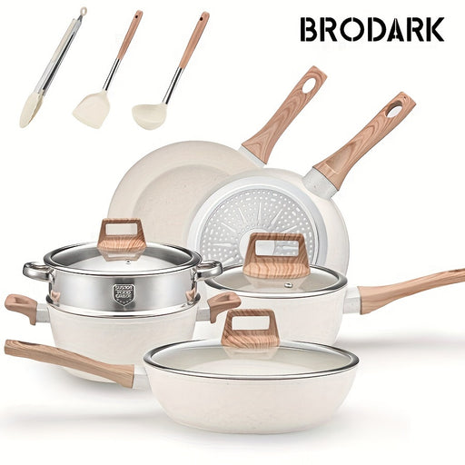 Brodark 12Piece NonStick Cookware Set in WhiteBlack