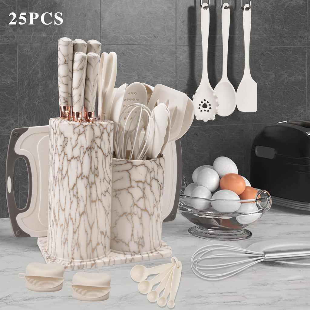 25Piece Premium Kitchen Knife  Utensil Set for Chefs