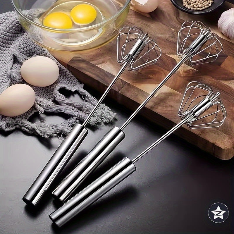 Stainless Steel HandPush Egg Beater and Milk Frother