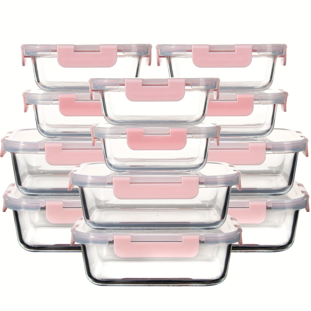 24Piece Borosilicate Glass Food Storage Set with Airtight Lids