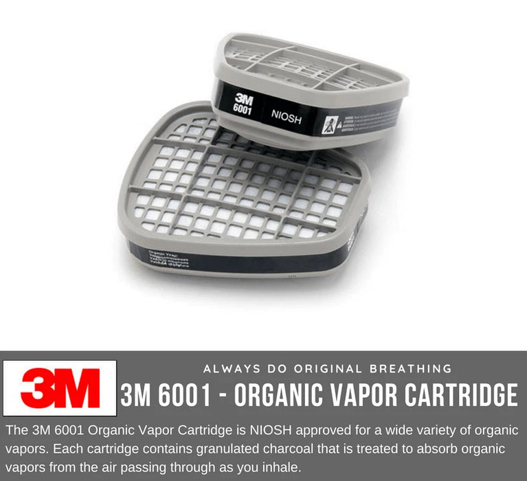 3M 6001 Organic Vapor Cartridges Reusable Respiratory Protection