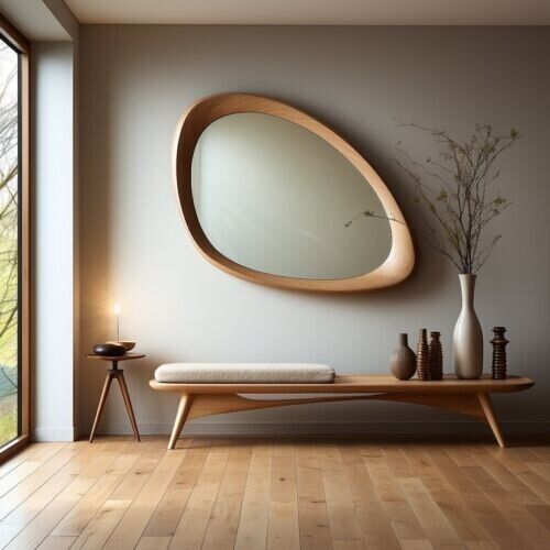 Modern Asymmetrical Organic Wall Mirror